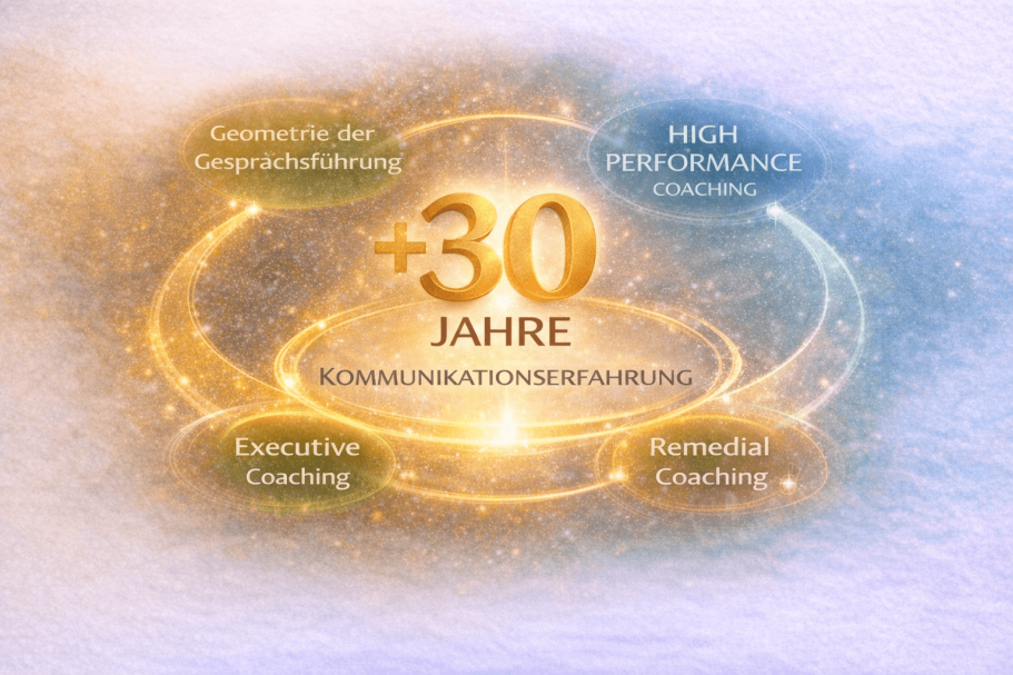 Logo mit der Aufschrift "+30 Jahre" und Begriffen wie "Coaching" und "High Performance".